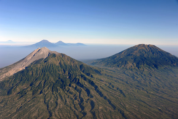 The volcanoes Merapi and Merbabu, Indonesia