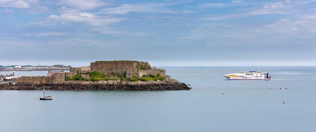 IMG_6193-Edit.jpg View of Cornet Castle and the Condor Ferry - Saint Peter Port -  A Santillo 2014
