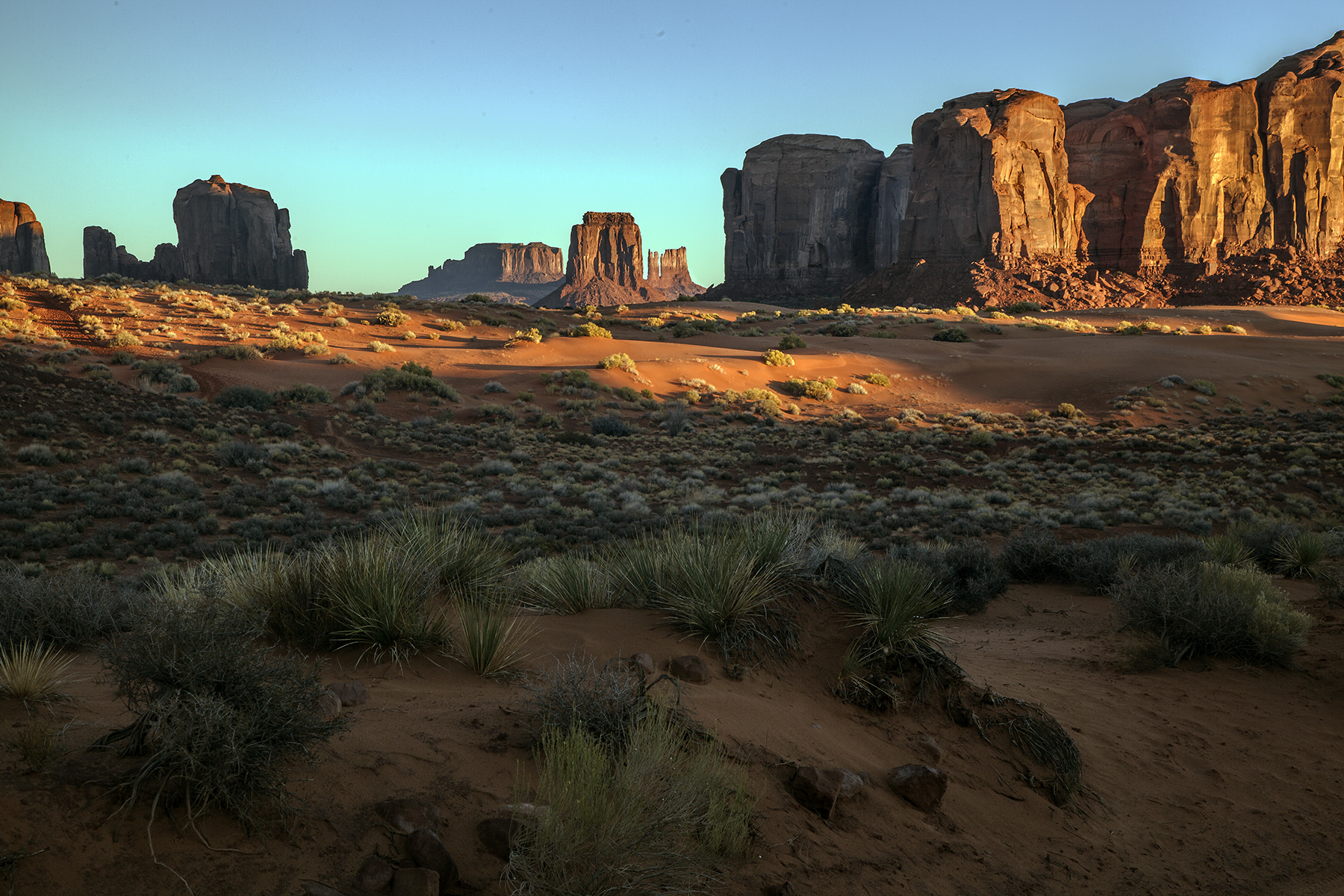 Reflected Light From A Sunrise  In Monument Valley, Navajo Nation, Arizona