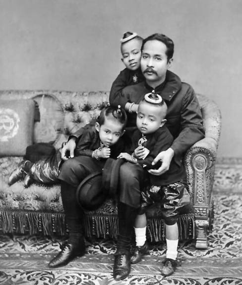 King Chulalongkorn with 3 of his 77 children