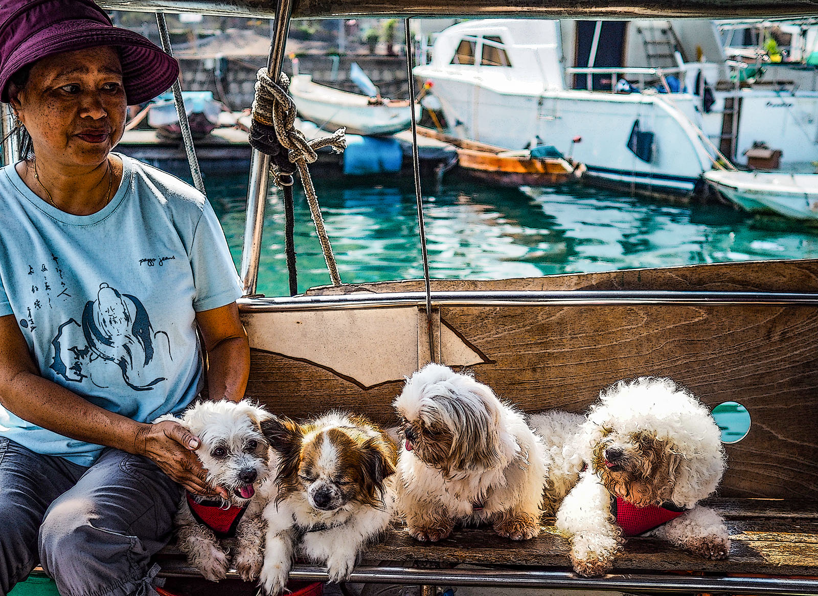 Getting around by sampan.  Aberdeen Typhoon Shelter, Hong Kong