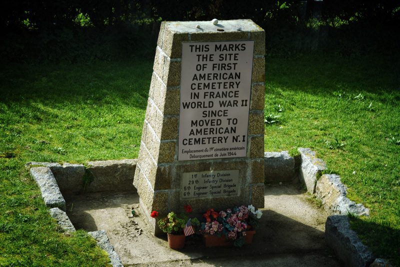 Marker for the First Cemetery in Normandy