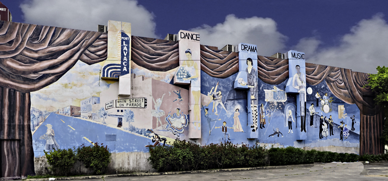 This mural is painted on the side of the Port Lavaca Theater