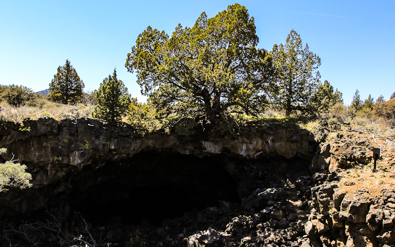The entrance to Symbol Bridge Cave in Lava Beds National Monument