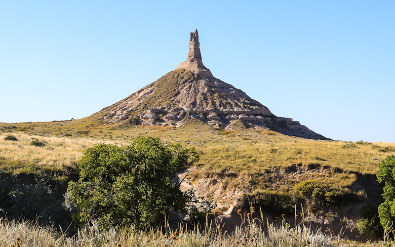 Chimney Rock from the southeast in Chimney Rock National Historic Site 