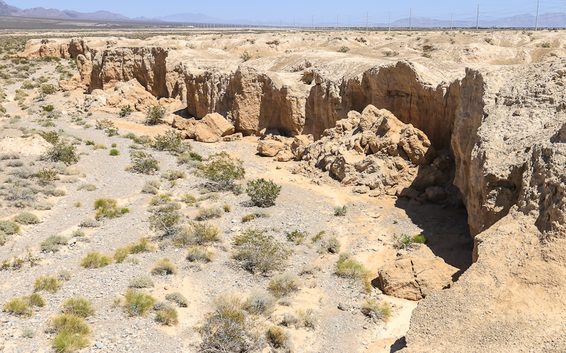 Erosion at the edge of the trenches at the Durango Road site in Tule Springs Fossil Beds NM