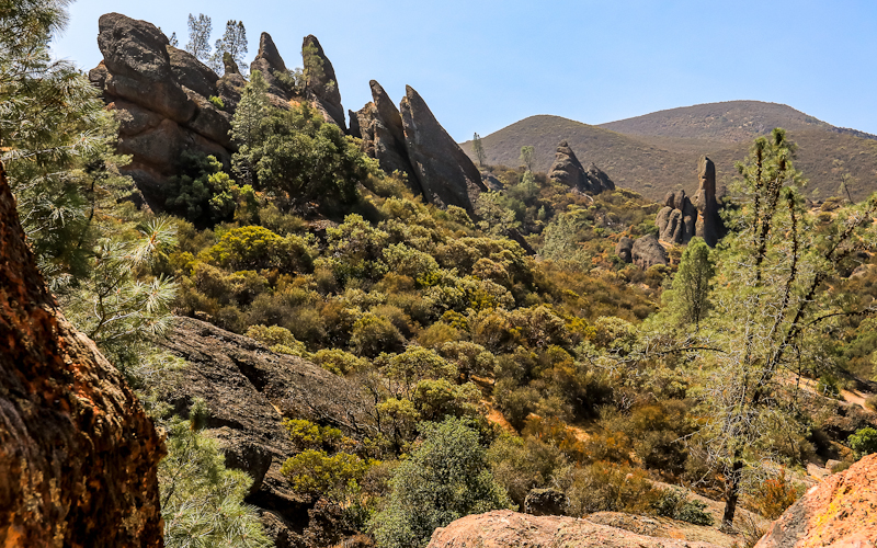 The Sisters formation in the Little Pinnacles area near the Bear Gulch Reservoir in Pinnacles National Park