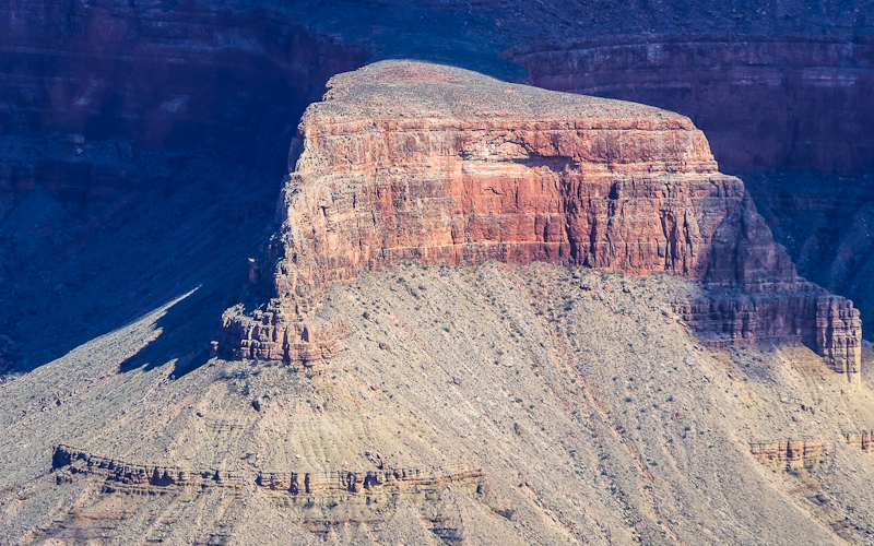 A butte in the Grand Canyon as seen from along the South Rim in Grand Canyon NP