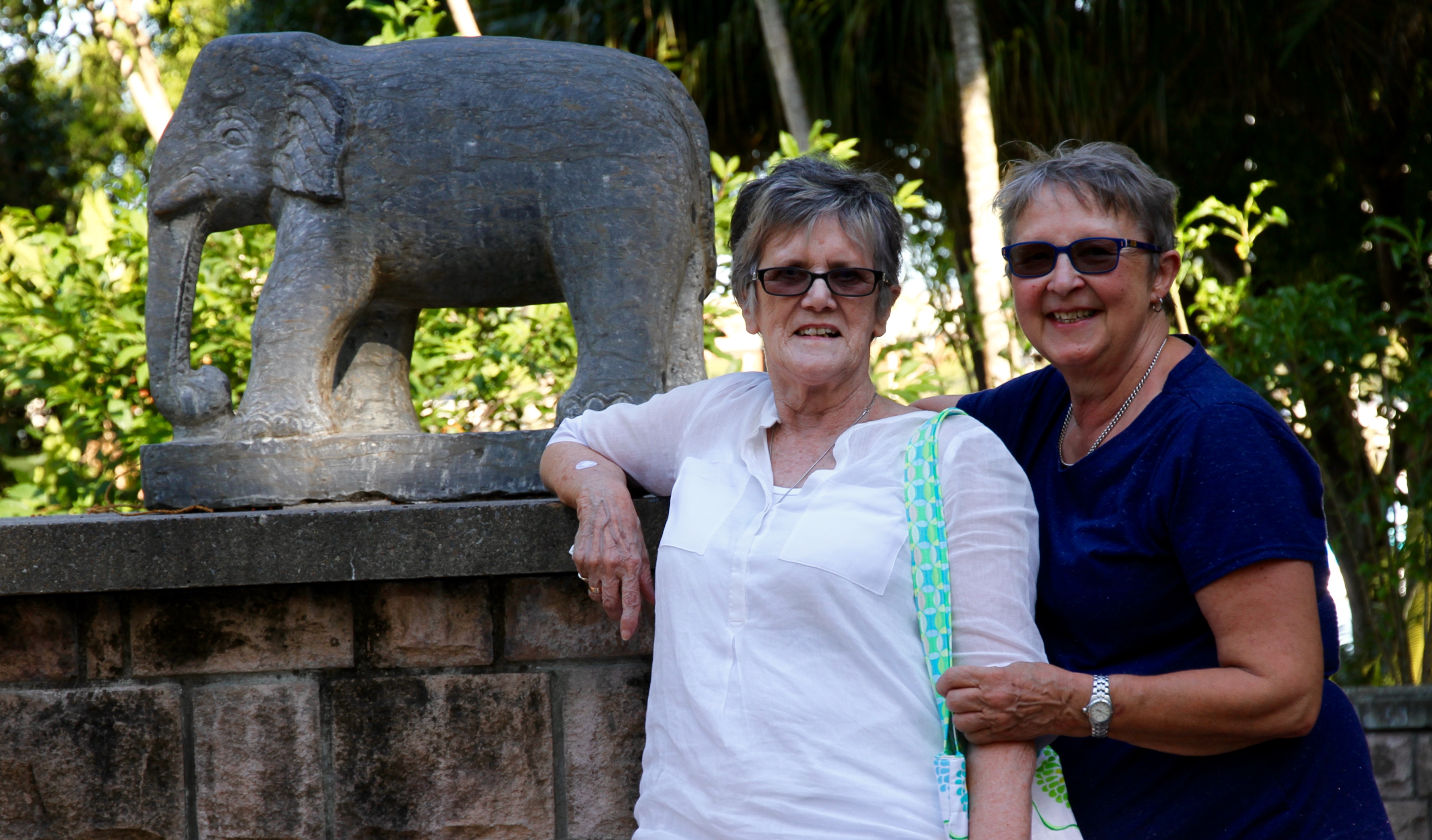 Laine, Chris and an elephant.