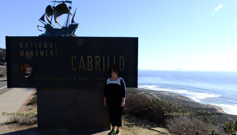 November 2016 - Karen at Cabrillo National Monument on Point Loma west of San Diego