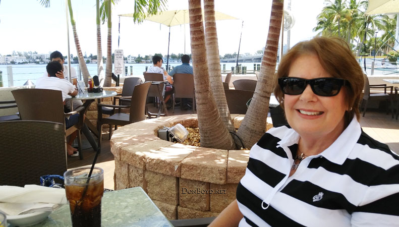 August 2015 - Karen at Shuckers Bar & Grill on the 79th Street Causeway