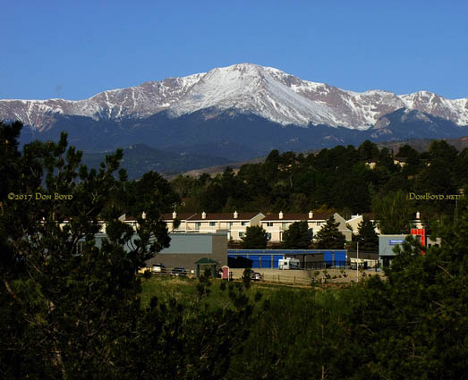 May 2017 - snow still on the top of Pikes Peak in late May thanks to snowfall a few days before