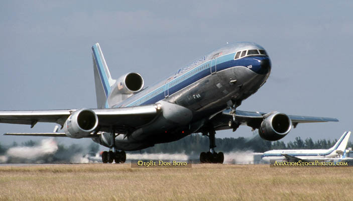 1981 - Eastern Airlines Lockheed L-1011 N333EA taking off on runway 12 at Miami International Airport