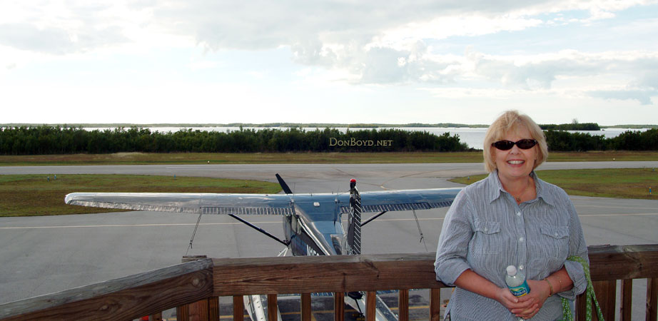 January 2008 - Karen on the observation deck at Everglades Airpark (X01) at Everglades City