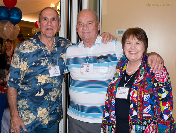 Joe Elizarde with Don and Karen Boyd at the Hialeah High Class of 1965 50-Year Reunion at Hialeah Park