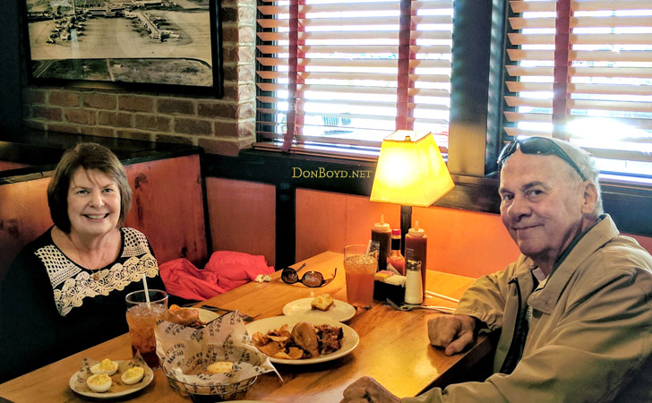 May 2017 - Karen and Don Boyd having another great meal at Jim N Nicks Bar-B-Q at Northfield, Denver, Colorado