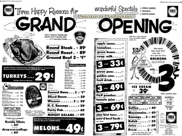1962 - Publix opens on Palm Springs Mile in Hialeah, only the third Publix in Dade County but #85 in the chain