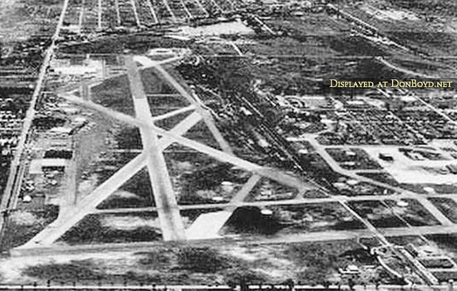 Late 1940s-early 1950s - looking east at Miami International Airport (left) and other properties to the right of the railroad