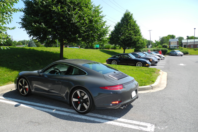 Day 1: Tour participants 2014 911 50th Anniversary Edition during pit stop in Frederick, MD. (0888)
