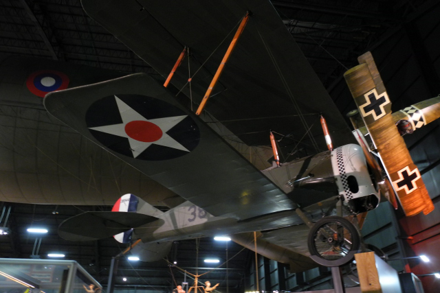 Thomas-Morse S4C Scout U.S. training plane, left, and Fokker Dr. I triplane, German fighter, World War I (7942)