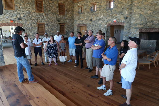 Keith Flickinger, curator and chief restorer, NB Center for American Automotive Heritage, speaks to BMW Car Club members (0925)