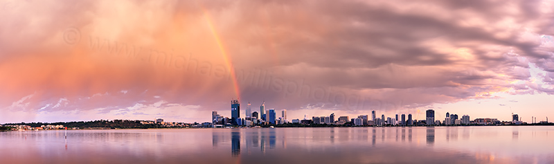 Sunrise Rainbow Over Perth and The Swan River, 5th December 2011