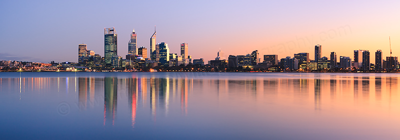 Perth and the Swan River at Sunrise, 24th July 2012