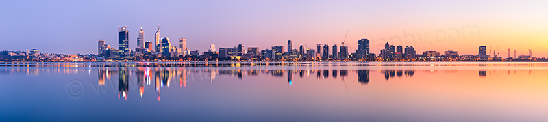 Perth and the Swan River at Sunrise, 26th August 2012