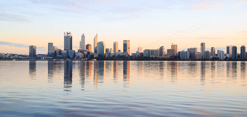 Perth and the Swan River at Sunrise, 27th May 2017