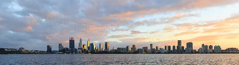 Perth and the Swan River at Sunrise, 21st July 2017