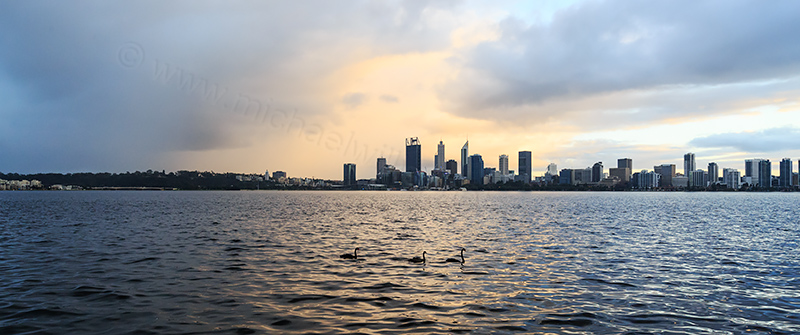 Perth and the Swan River at Sunrise, 24th July 2017