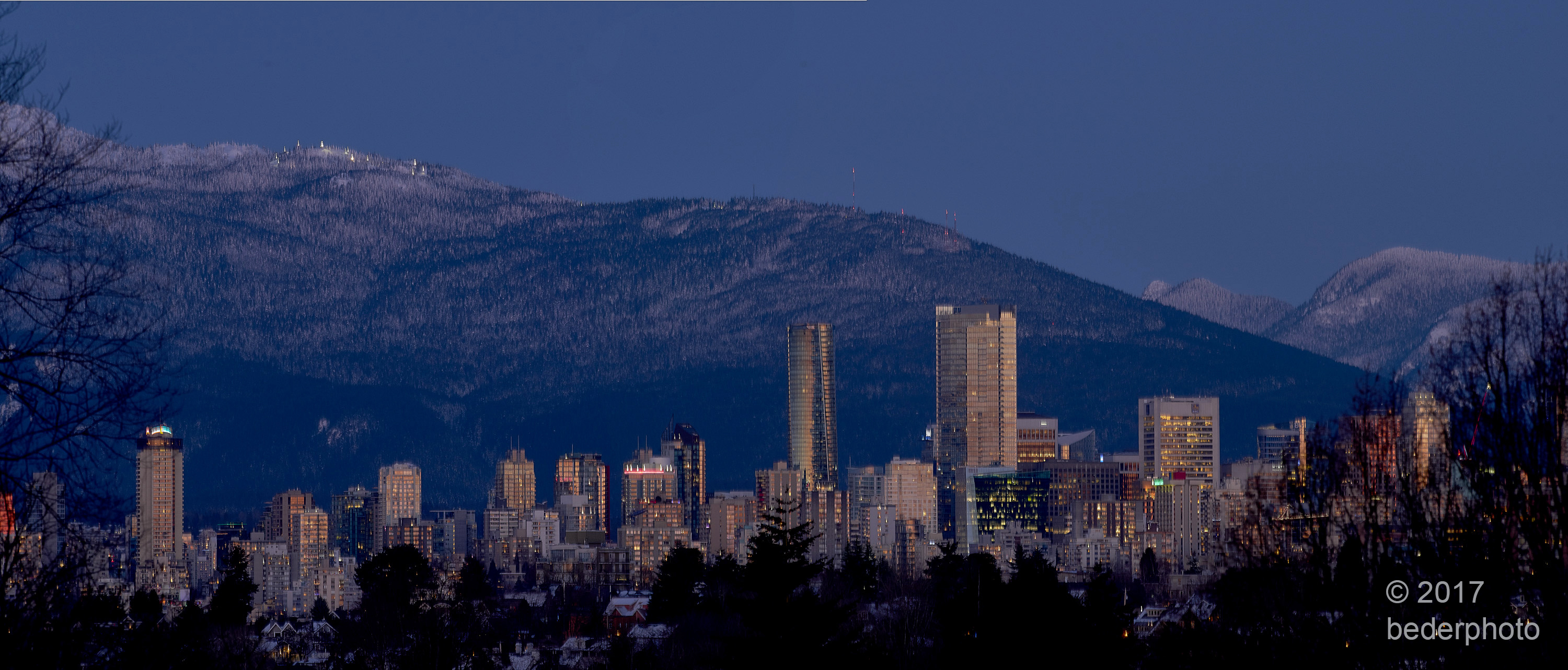 vancouver after winter sunset