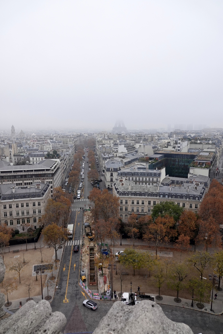 The view from the Arc de Triomphe.  That little smudge in the background is the Eiffel Tower