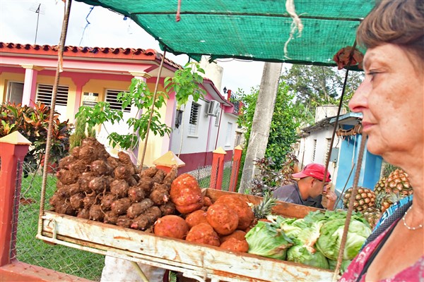 CUBA_7050 Passing by the produce cart