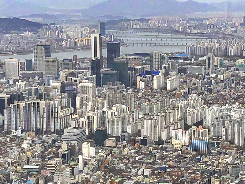 Helicopter view of Seoul