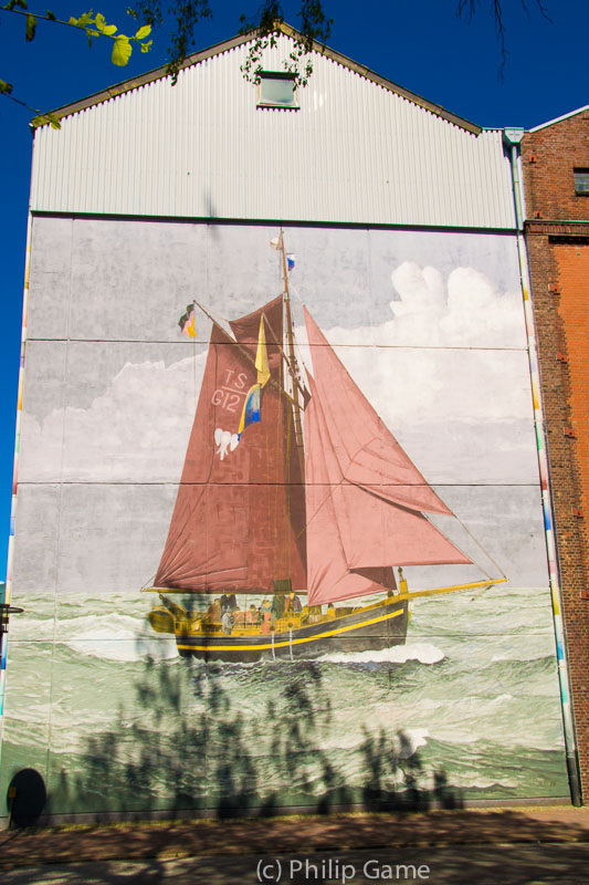Seafarers' mural at the Baltic Sea port of Heiligenhafen