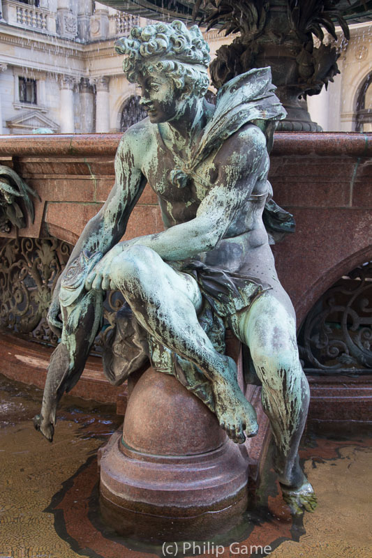 Detail of fountain in the city hall courtyard