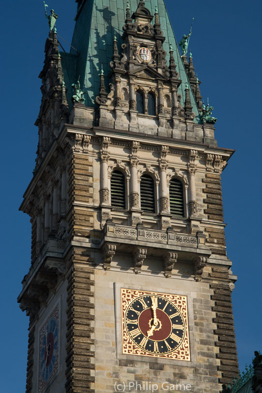 Clock of the Hamburg Rathaus or city hall