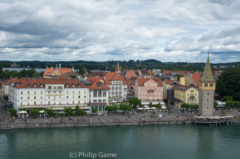 The Lindau waterfront, seen from the lighthouse tower