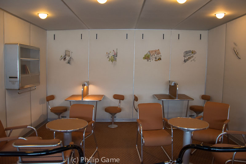 Recreation of a passenger cabin aboard a 1930s Zeppelin airship