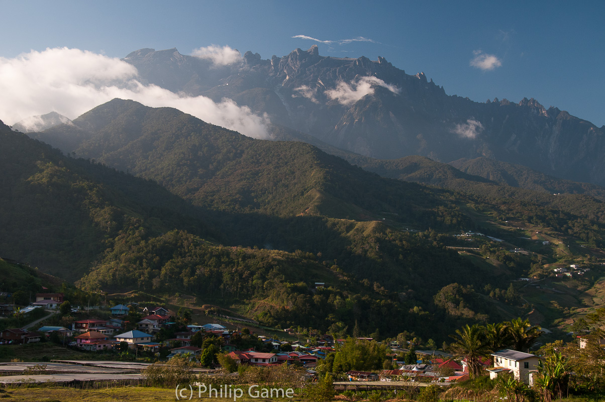 Mt Kinabalu (4,095m) looms over Kundasang Valley