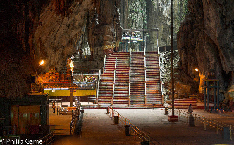 Inside the main cave at Batu Caves, a place of worship for Malaysian Hindus