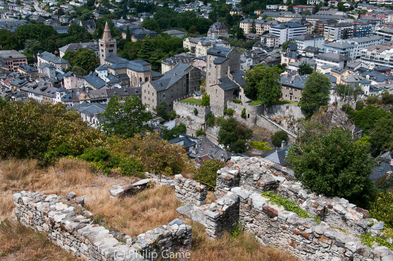 Looking down on Sion from the Basilique de Valre