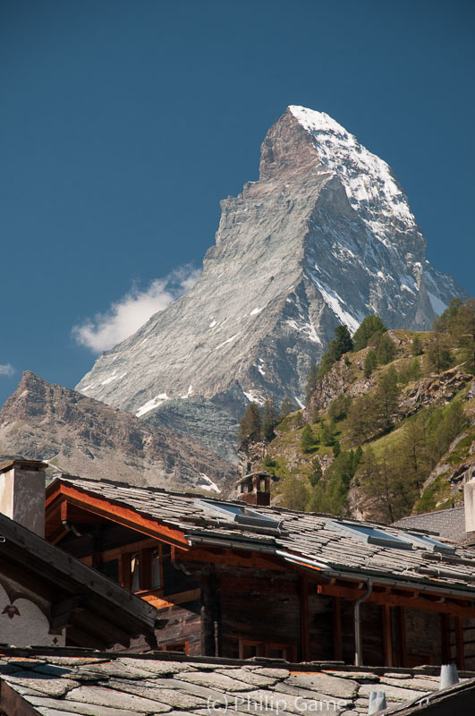The Matterhorn looming over Zermatt