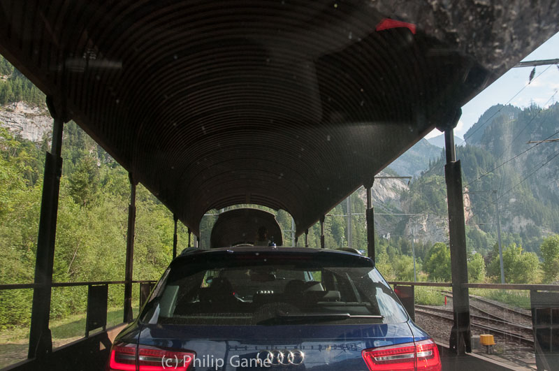 Riding the Autoverlad or car train, which tunnels under the Ltschberg