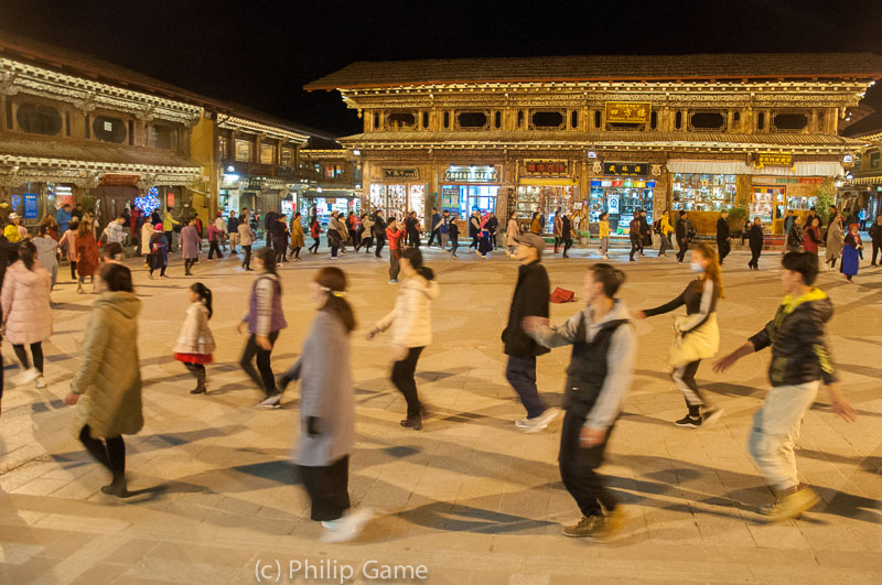 Evening dance party in Shangri-La, in a square which was once a caravanserai