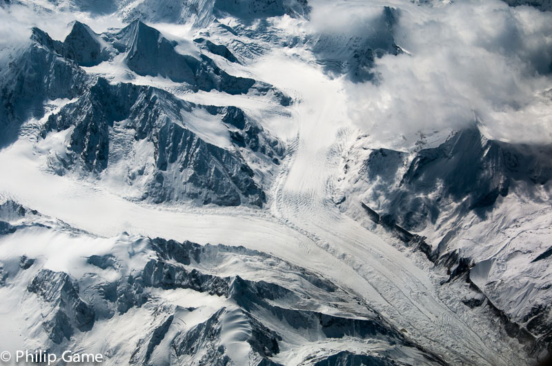 Two mighty glaciers merge