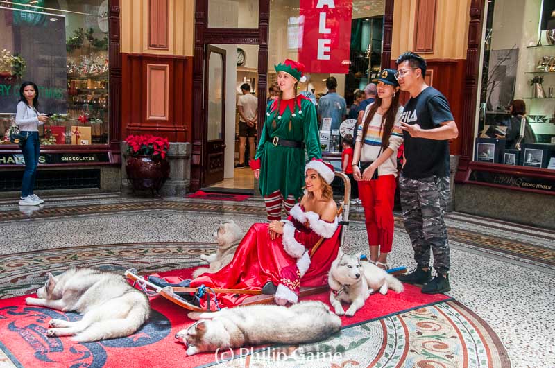 Christmas tableau in a city center arcade