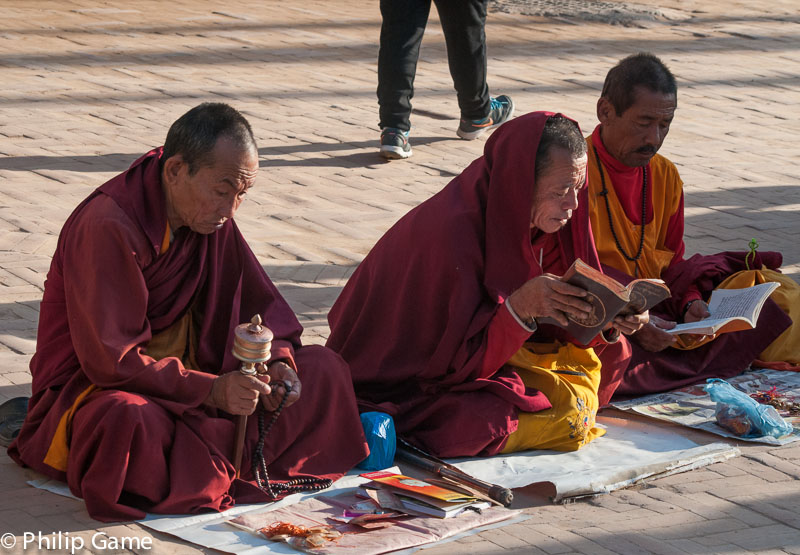 Buddhist monks at Boudhanath Stupa
