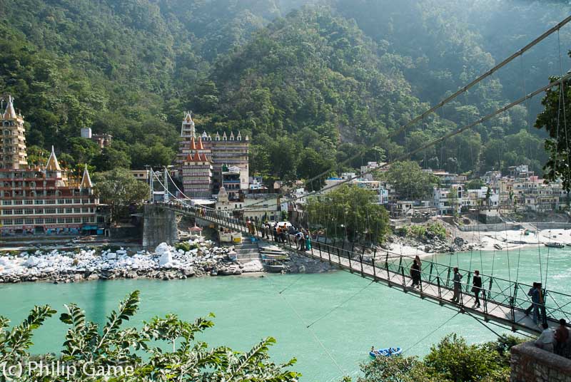 Laxman Jhula footbridge spans the Ganges